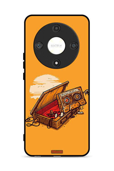 Tolwak غطاء حماية لهاتف Honor X9b 5G بتصميم شريط كاسيت وشريط لاصق