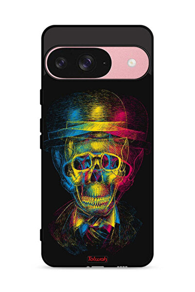 Tolwak غطاء حماية لجهاز Google Pixel 9 بتصميم جمجمة وقبعة ملونة وفن خيالي