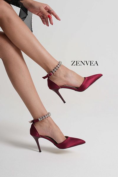 Zenvea Ankle Stone Heeled Women's Evening Dress Shoes