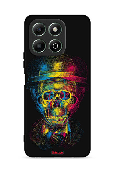Tolwak غطاء حماية لهاتف Honor X6b 4G بتصميم جمجمة وقبعة ملونة وفن خيالي