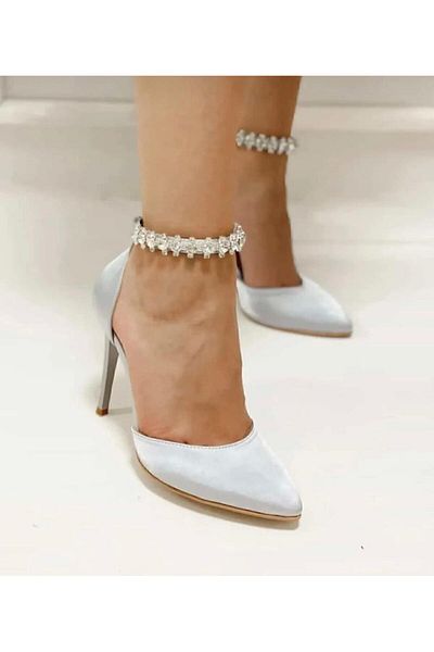 Zenvea Ankle Stone Heeled Women's Evening Dress Shoes