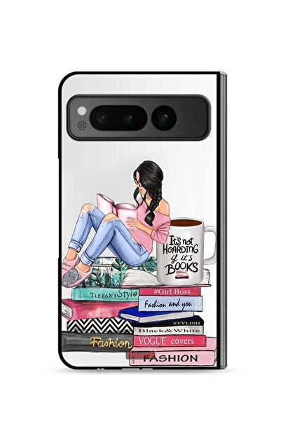 Tolwak غطاء حماية لهاتف جوجل بيكسل فولد 5G، تصميم فتاة وكتب أزياء فنية