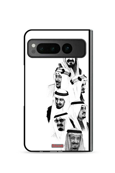 Tolwak غطاء حماية لجهاز جوجل بيكسل فولد 5G، رسم ملوك السعودية، أبيض وأسود