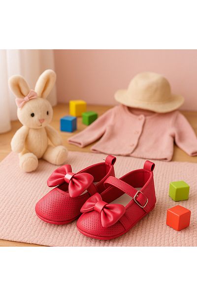 Uğur bebe Clara Model Baby Girl Soft Sole Booties Shoes Buckle Bow First Step