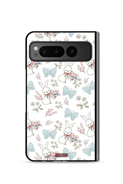 Tolwak غطاء حماية لهاتف جوجل بيكسل فولد 5G بطبعة أرنب وفراشات