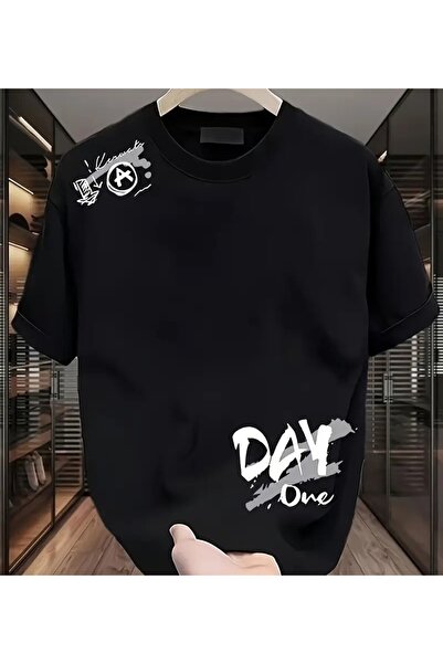 benimcombinim تي شيرت برقبة دائرية من القطن كبير الحجم مطبوع للجنسين للرجال/ا...