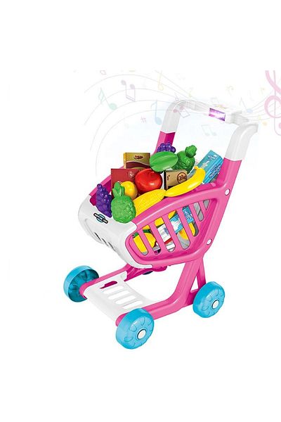rexa Plastic Supemark Plastic Shopping Cart Toy Play Set with Music Light