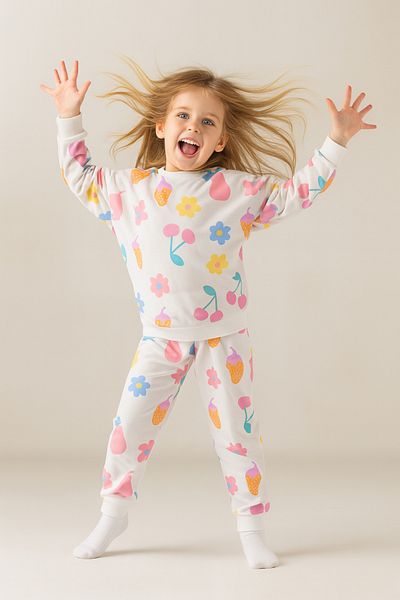 MAXI DRY Fruit Patterned Girl's Double Set