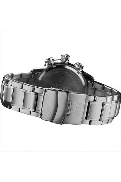 Naviforce Premium Stainless Steel Chronograph Watch for Men Digital Analog Display with Tachymeter