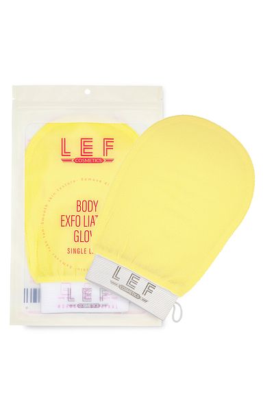 LEF COSMETICS Korean single-layer exfoliating glove for removing dead skin from the body | YELLOW
