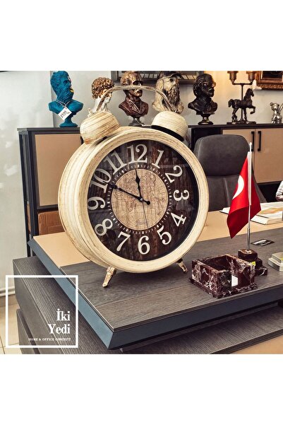 77 Harper Çalar Saat Görünümlü Büyük Masa Saati, Retro Konsol Yer Saati, Deko...