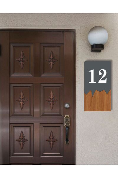 zafrakreklam Vertical Laser Metal Composite - Wood Apartment Site -Apartment Hotel Office Door Number - Door No: 12 Twelve