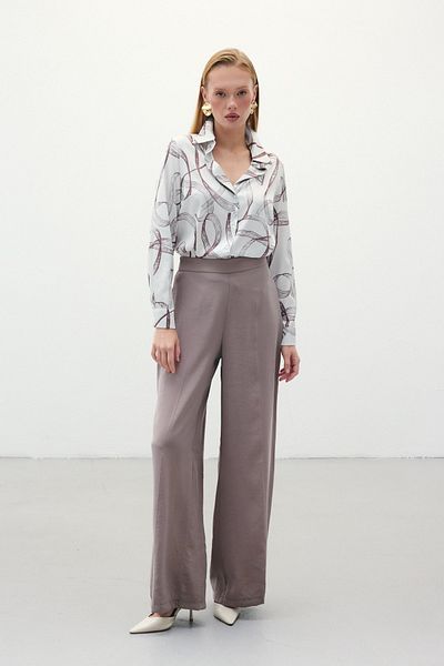 Sateen Класическа риза с шарки - Кафява
