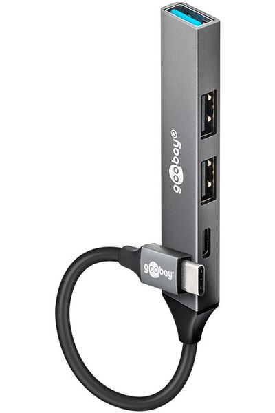 goobay Slim 4-Port USB Hub, USB-C to USB-C/USB-A, 5 Gbit/s | 74459