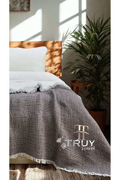 TruyTowel %100 PAMUK MÜSLİN ÇİFT KİŞİLİK YORGAN KOYU KAHVERENGİ