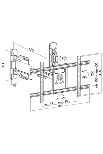 3 Logilink TV Wall Mount 37"-70" Corner Bracket