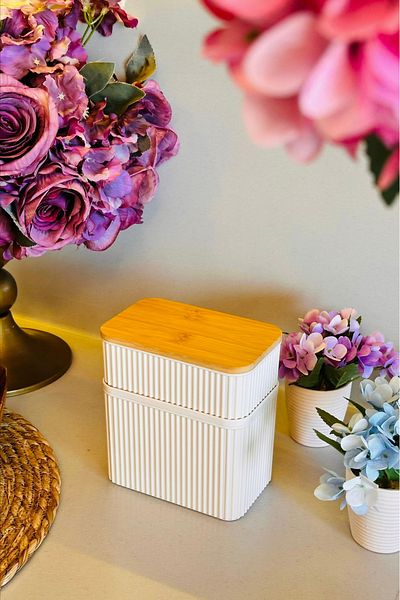 Makri Rectangular Storage and Nutrition Box with Double Bamboo Lid, 2 Pieces of Box in 0.5 Liter and 1 Liter Volume
