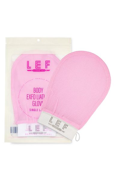 LEF COSMETICS Korean Loofah Glove for Exfoliating and Removing Dead Skin from the Body, Single Layer | PINK