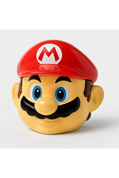 Home Super Mario Tasarımlı Seramik Kupa - 3D Kapaklı Karakter Bardak