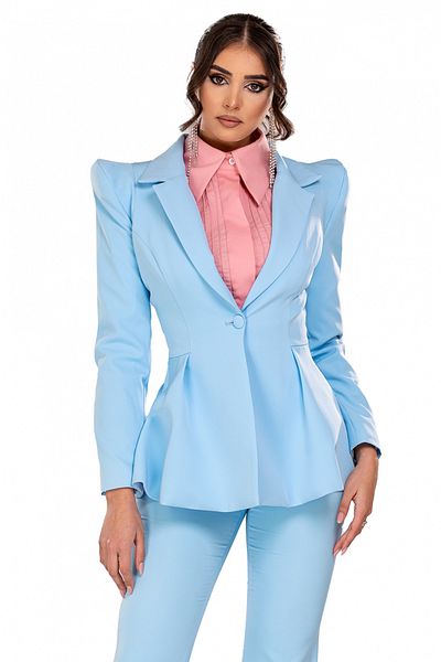 Atmosphere Fashion Jachetă albastră elegantă cu umeri bufanți