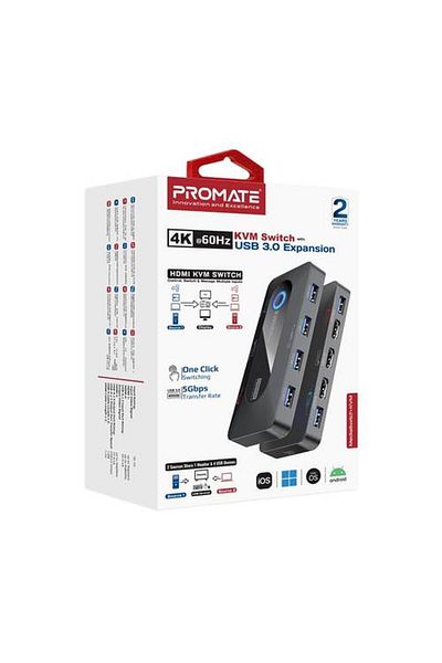 Promate A data adapter and splitter that allows you to connect two computers or devices with resolutions up to 4K.