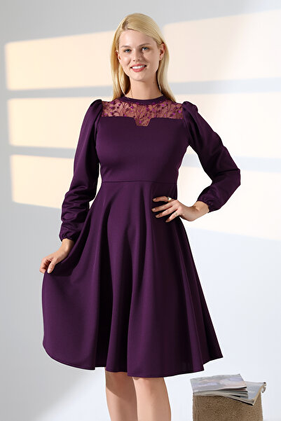 Fasmia ROCHIE MÜRDÜM GİGOT CU DETALIARE LA MÂNĂ LA Gâtul cu decolteu în formă...