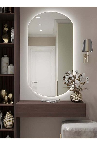 Taimi 80x50cm Oval Makeup Mirror with LED Backlight, Makeup Mirror Suitable for Dressing Room