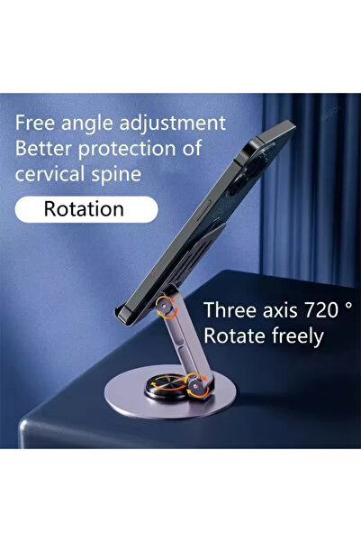 Go Aksesuar High Quality Metal 360 Degree Rotatable Adjustable Phone and Tablet Holder Table Top Stand