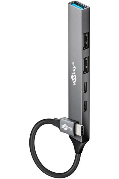 goobay Slim 5-Port USB Hub, USB-C to USB-C/USB-A, 5 Gbit/s | 74460