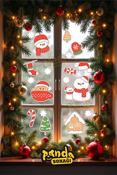 PANDA SOKAĞI Новорічний набір наклейок «Сніговик і сніжинки» Новорічні сніжин...