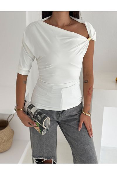 Velista Single Shoulder Buckle Blouse - Premium