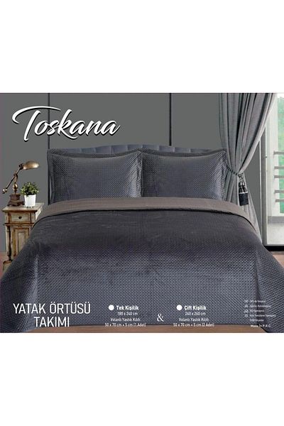 Bella Home Toscana Double Velvet Bedspread Set - 240X260 cm