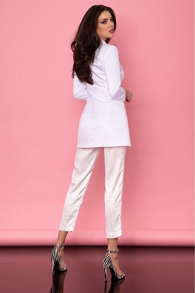 Atmosphere Fashion White taffeta jacket with crystals on the lapels