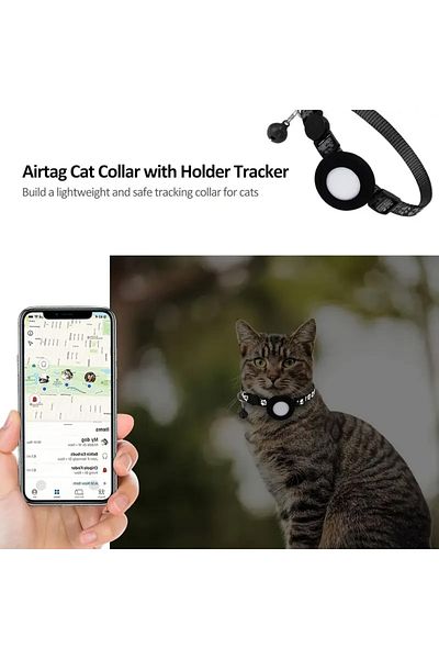 Lady Fify Airtag Attachable Neck Collar with Reflection and Bell for Cat and Dog