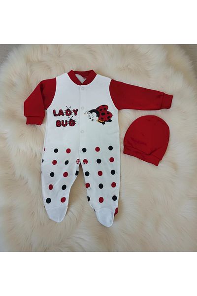 OEM Set salopetă și căciuliță Lady Bug, 0-3 luni, 56 cm