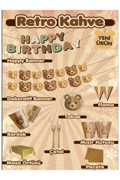 CANSIN Retro Teddy Bear Birthday Set