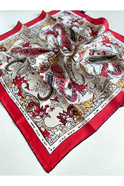 Levidor وشاح تيفيل من الحرير الخالص 49235 نمط أحمر مختلط