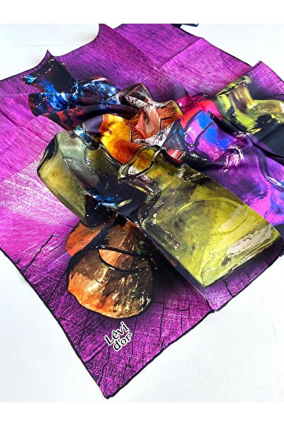 Levidor وشاح تيفيل من الحرير الخالص 49396 نمط وردي مختلط