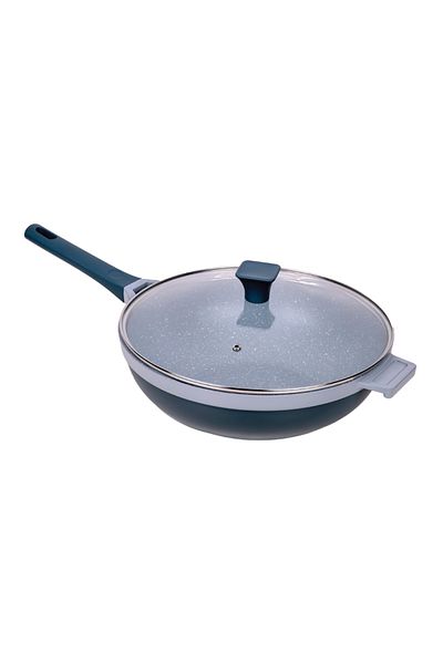 Chefline مقلاة ووك من الفولاذ الكربوني المصبوب مع غطاء، 32 سم، KCG32 2328093