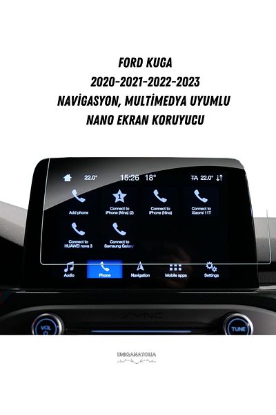 UniqAnatolia Nano Screen Protector Compatible with Navigation and Multimedia for Ford Kuga 2020-2023