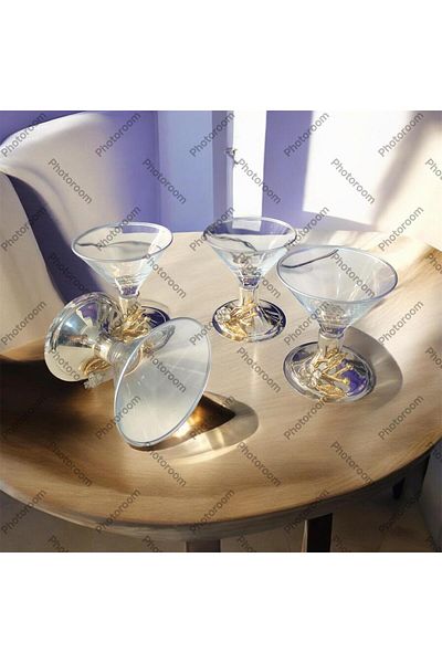 partridge store Glass Ice Cream Container with Silver Legs 4 Pcs