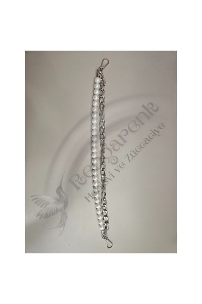 RENGARENK Bag Handle Pearl Silver Chain Detailed 40cm