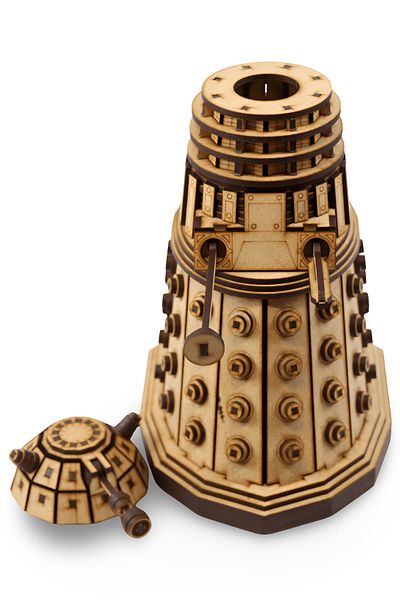 ALGWOOD 316 Pieces Dr. Who Themed Dalek Model - Detailed Wooden Model Set