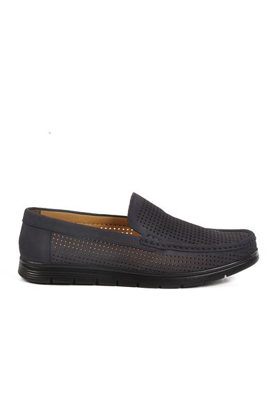 AYAKMOD Navy Blue Nubuck Genuine Leather Gel Sole Anatomical Men's Casual Shoes Gmz 001 m