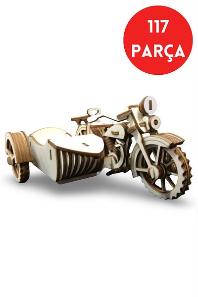 ALGWOOD Retro Basket Motorcycle Wooden Model - 117 Piece Wooden Puzzle Model Kit 3D Puzzle