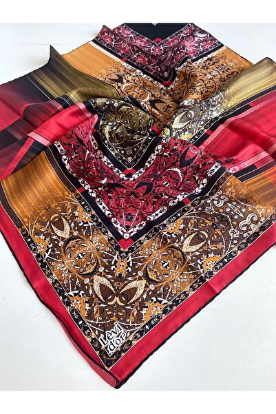 Levidor Eșarfă din mătase pură Tivil 49234 roșu cu model mixt