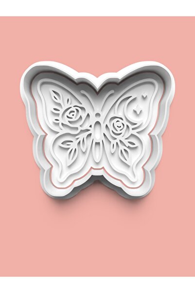 AKTASTORE قالب بسكويت على شكل فراشة منقوشة وقالب عجينة السكر 0919-2