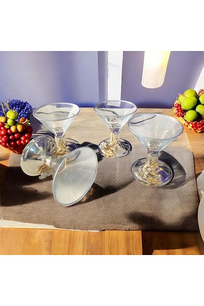 partridge store Glass Ice Cream Container with Silver Legs 4 Pcs