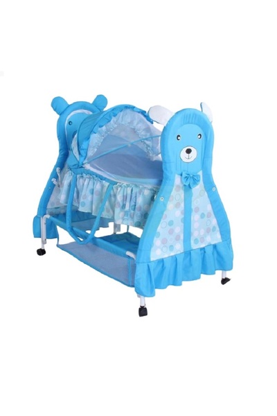 rexa سرير أطفال رائع مع ناموسية | مرتبة مريحة وهزازة. مقاس 65×52×50 سم