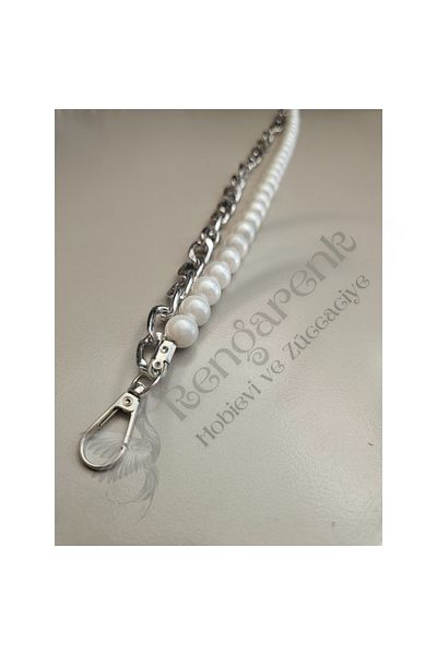 RENGARENK Bag Handle Pearl Silver Chain Detailed 40cm